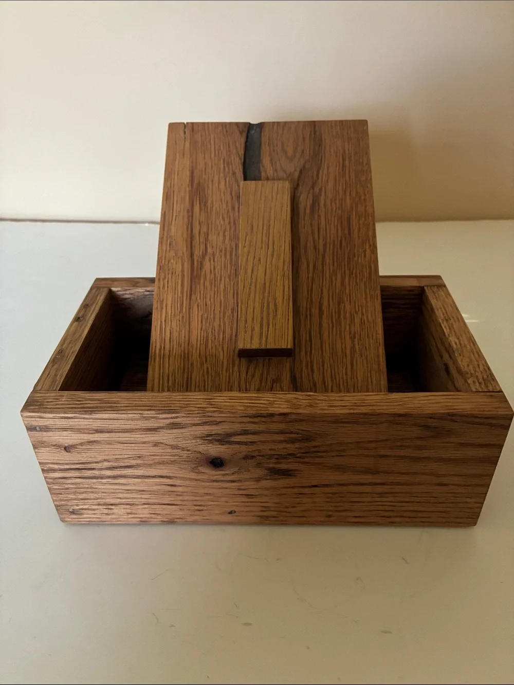 Hand Crafted Wooden Vanity Tray Box - Natural Oak Brown